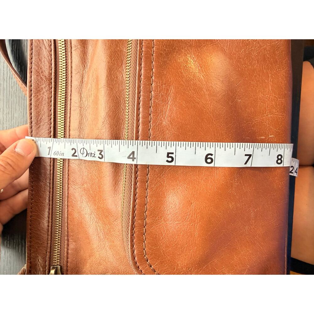 HOBO Genuine Leather Crossbody Bag Brown Vintage Style Multi Pocket Purse - Picture 14 of 16